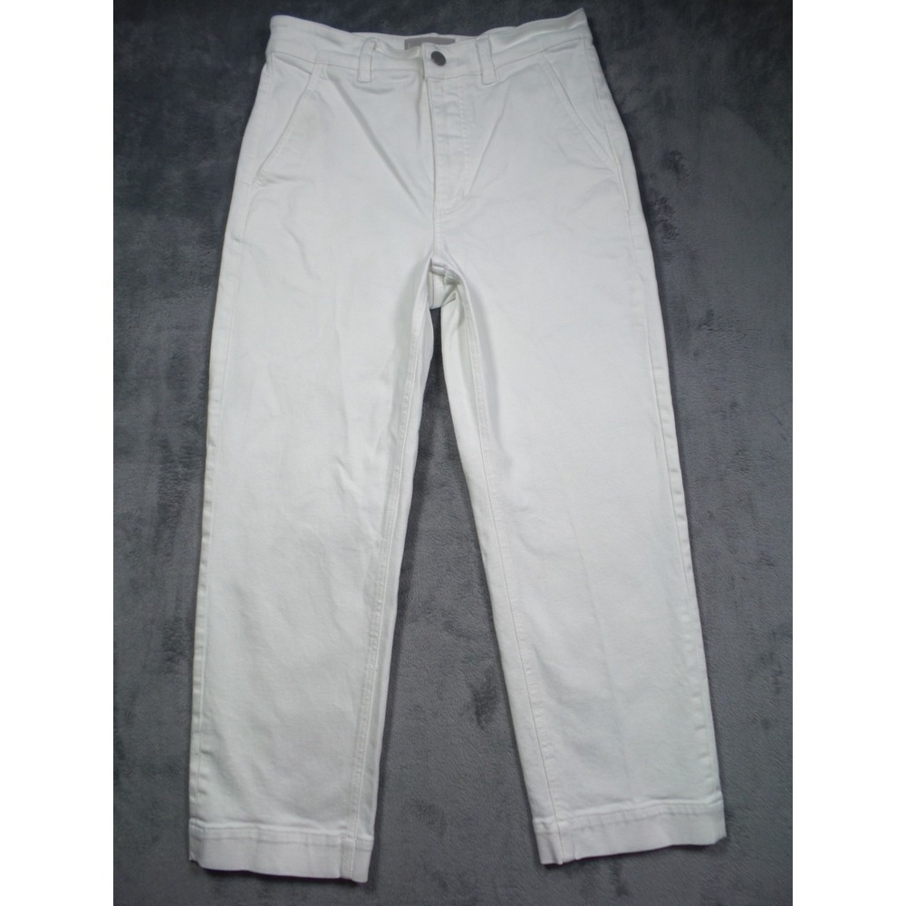 Everlane‎ Jeans Womens Size 8 White Denim Cropped Straight Leg High Rise Stretch